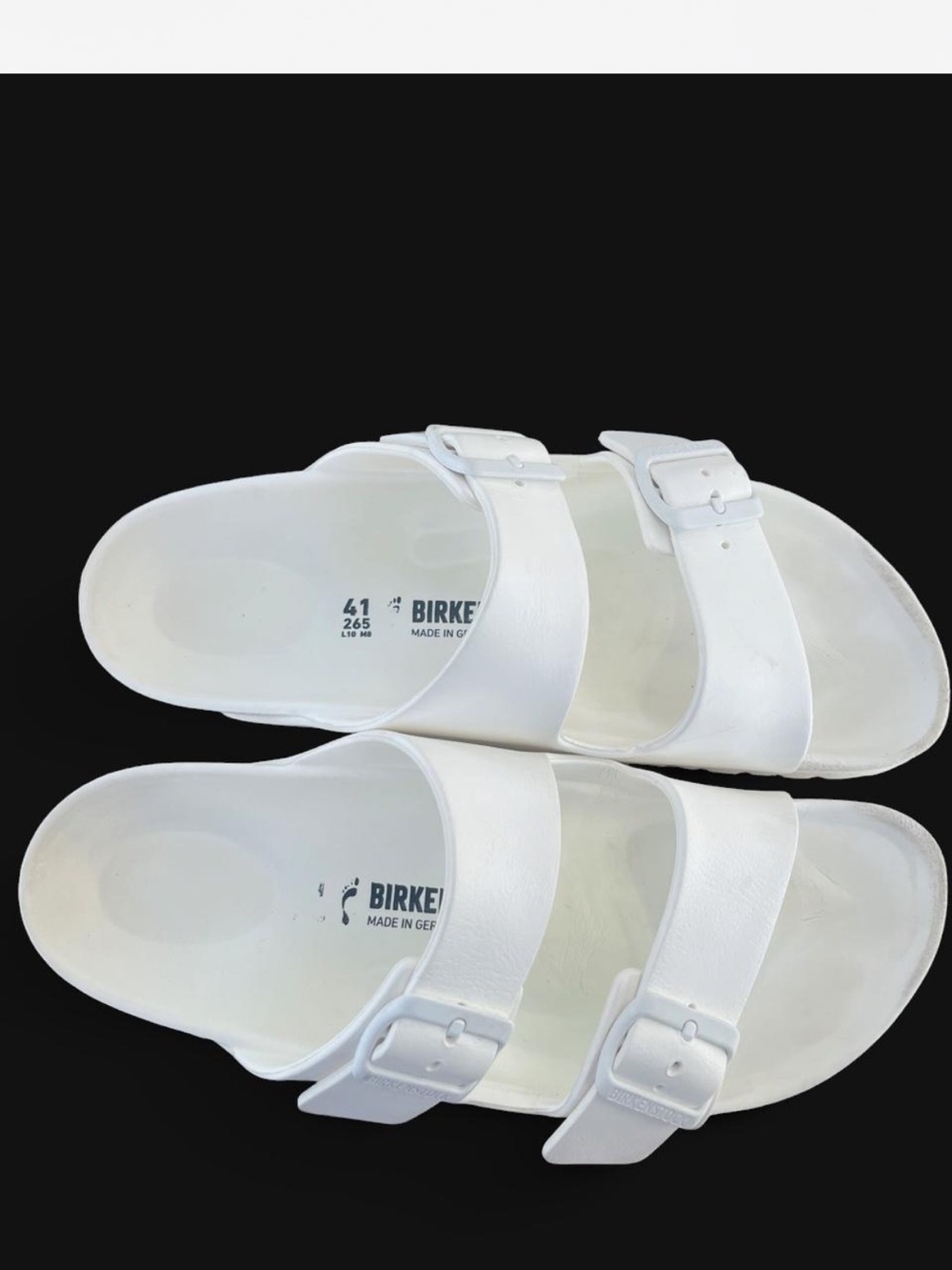 Birkenstock White Double Buckle Slide Sandals